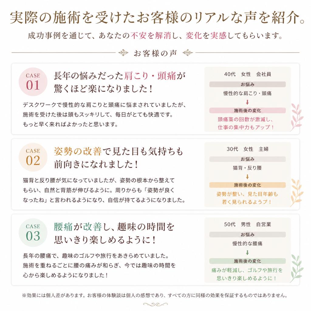 お客様の声（体験談）