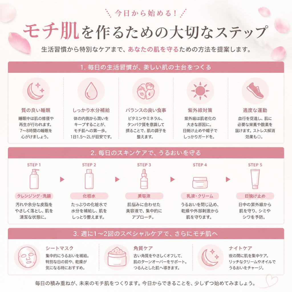 モチ肌を手に入れるためのステップ